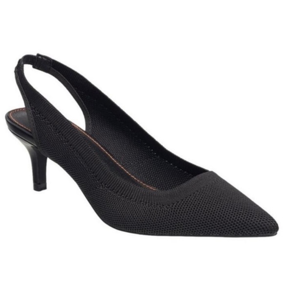 French Connection Black Pointed Slingback Heels - Picture 1 of 4